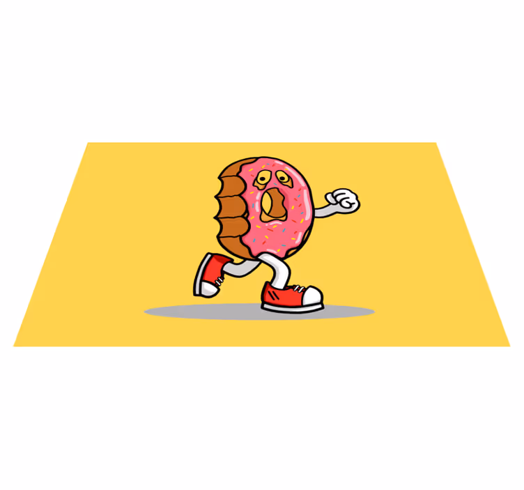 Alfombra vinílica infantil personaje animado de donut - TenVinilo
