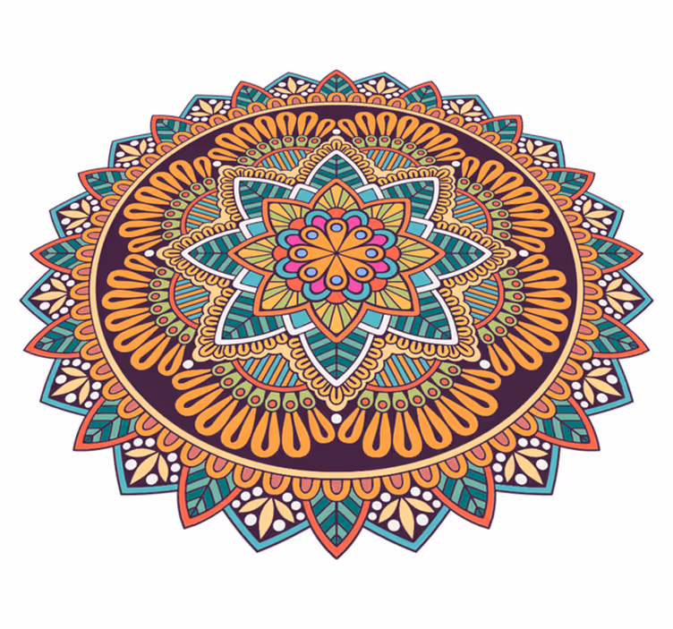 Alfombra vinílica mandala Flor de mandala de colores - TenVinilo
