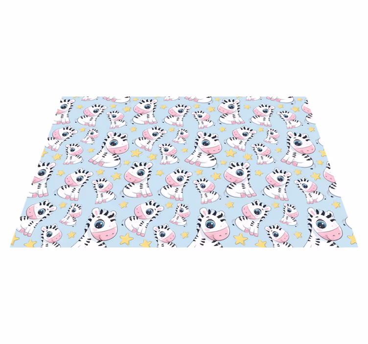 Alfombra de vinilo infantil patrón estrellado de cebra - TenVinilo