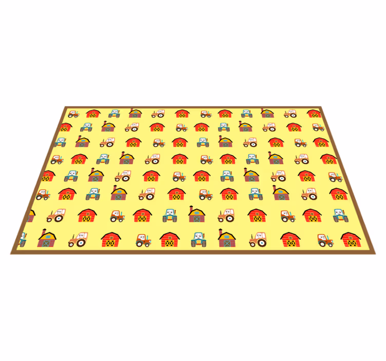 Alfombra vinílica infantil tractores de campo - TenVinilo