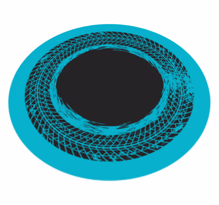 Alfombra vinílica rayas remolino circular de color turquesa - TenVinilo