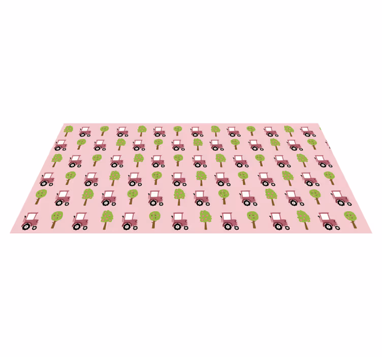 Alfombra de vinilo infantil patrón de camiones juguetones - TenVinilo