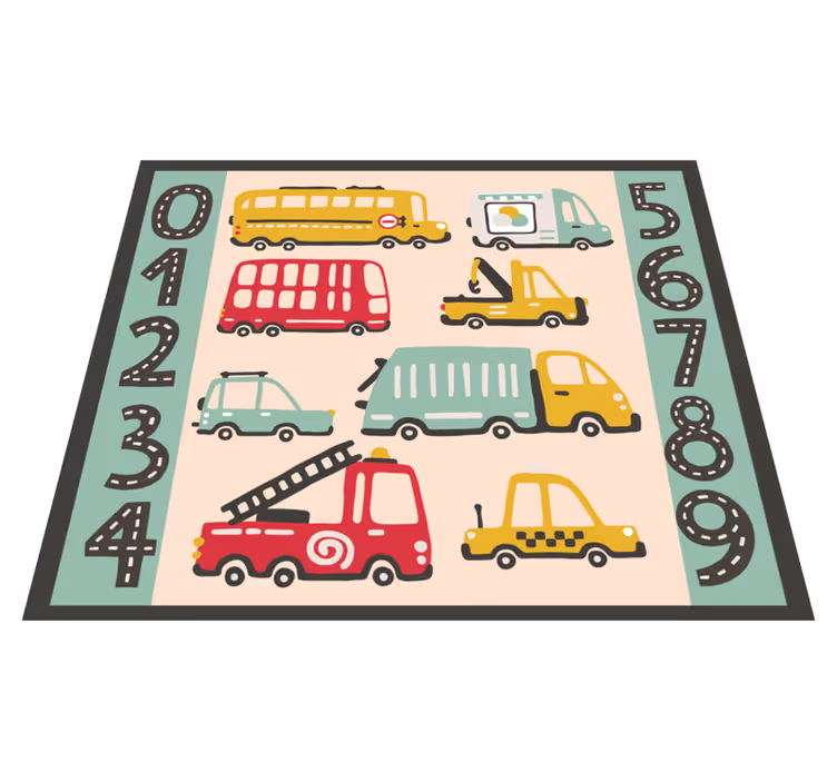 Alfombra de vinilo infantil diversión vehicular - TenVinilo