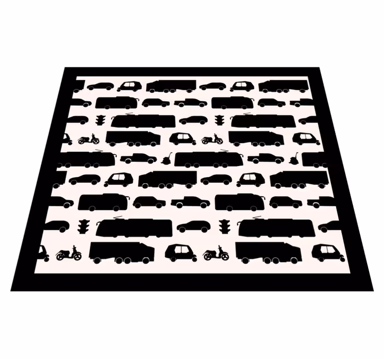 Alfombra vinílica carretera siluetas de vehículos - TenVinilo