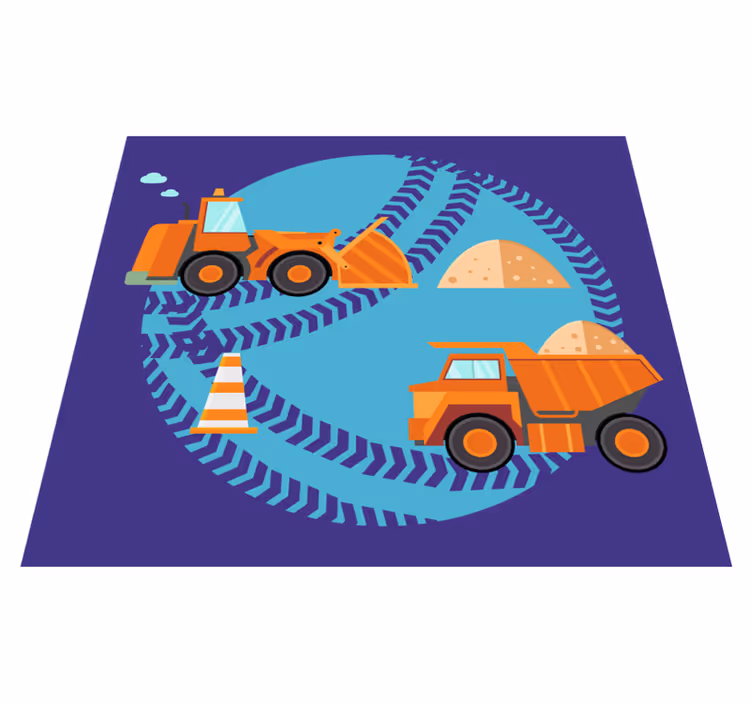 Alfombra de vinilo infantil zona de juegos de construcción - TenVinilo