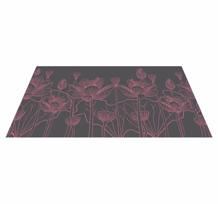 Alfombra vinílica flores boceto de contorno floral - TenVinilo