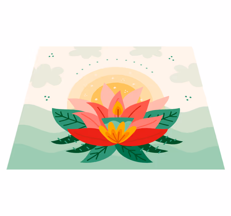 Alfombra vinílica dormitorio flor loto en vela - TenVinilo