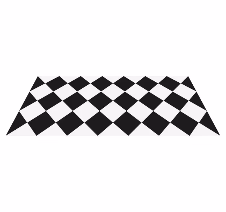 Alfombra vinílica baño azulejos hidráulicos blanco y negro - TenVinilo