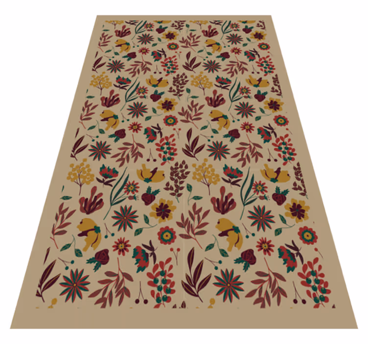 Alfombra vinílica flores motivos botánicos de otoño - TenVinilo