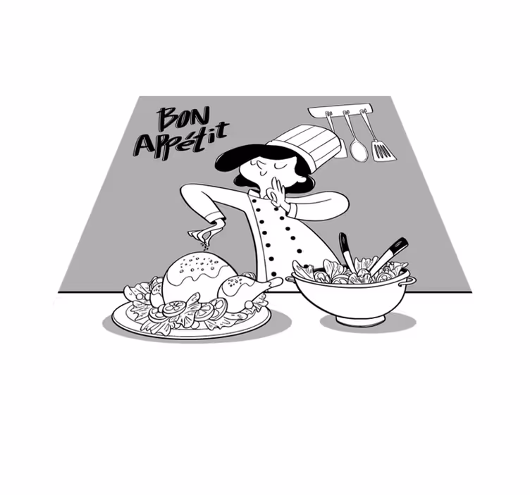 Alfombra vinílica cocina ilustración de chef caricatura - TenVinilo