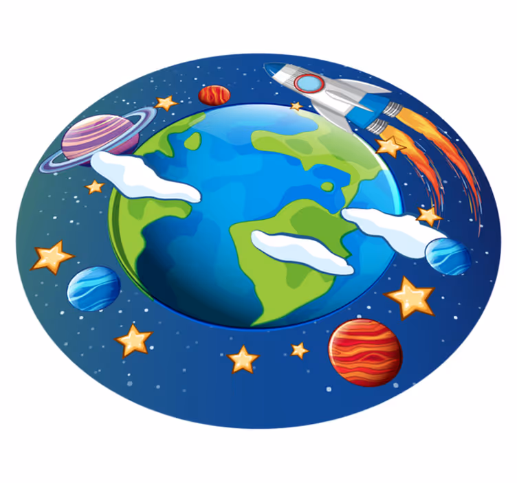 Alfombra de vinilo infantil órbita planetaria - TenVinilo