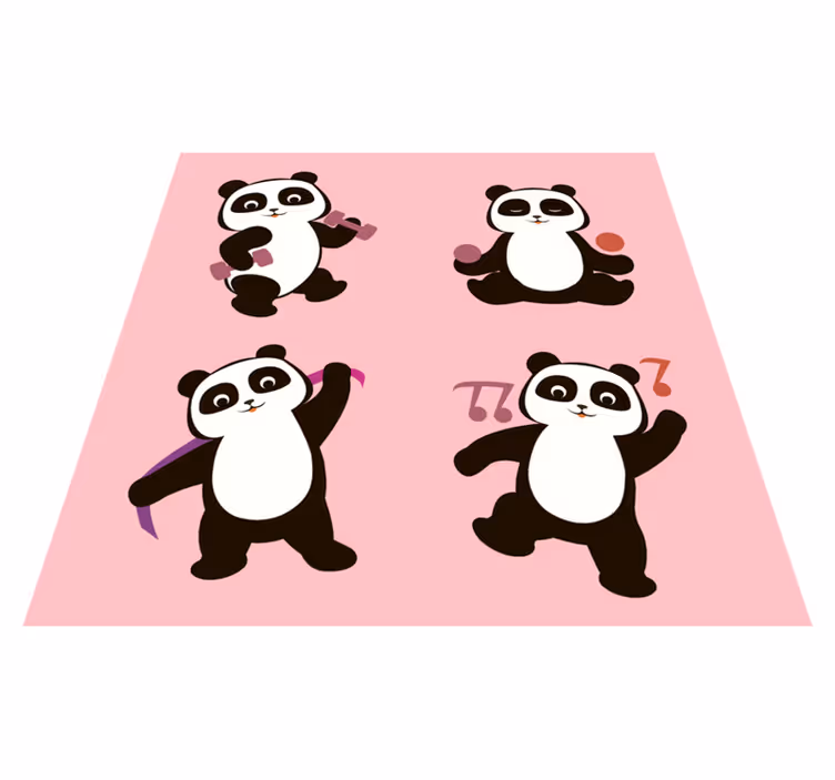 Alfombra de vinilo infantil motivo de la danza del panda - TenVinilo