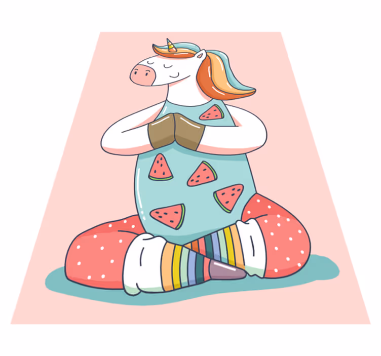 Alfombra vinílica infantil unicornio meditando - TenVinilo