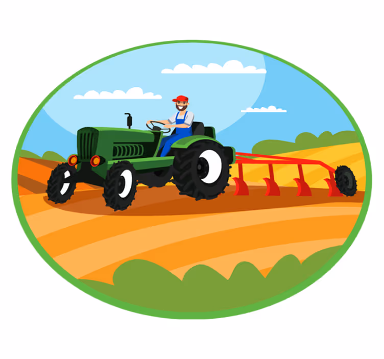 Alfombra de vinilo infantil escena del tractor agrícola - TenVinilo