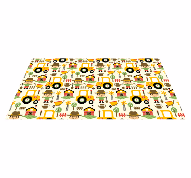 Alfombra de vinilo infantil patrón de granja para niños - TenVinilo