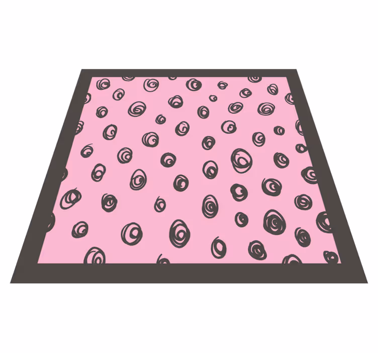 Alfombra de vinilo geométrica Lunares negros y rosas - TenVinilo