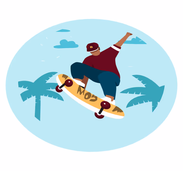 Alfombras vinílicas juvenils ilustración de skate - TenVinilo
