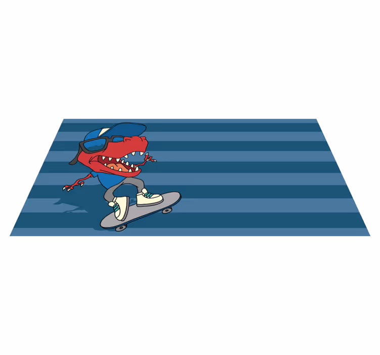 Alfombra vinílica infantil dinosaurio patinando - TenVinilo