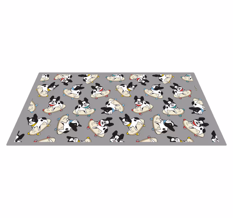Alfombra de vinilo infantil patrón de perros patinando - TenVinilo