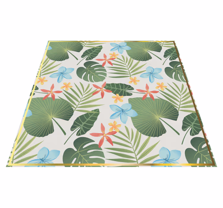 Alfombra vinílica flores diseño floral tropical - TenVinilo