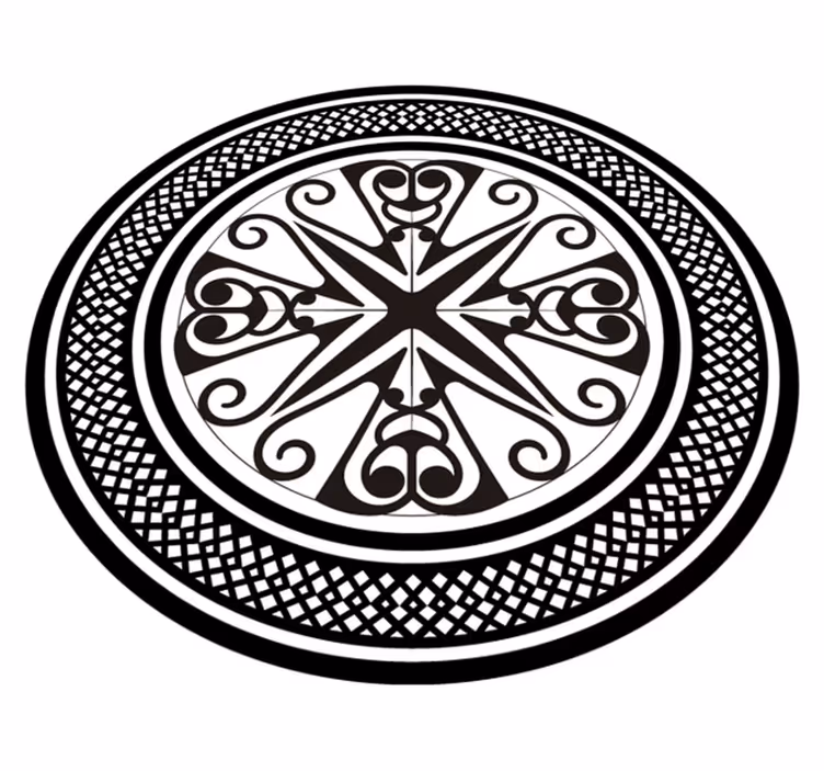 Alfombra de vinilo geométrica inlay de remolinos circulares - TenVinilo