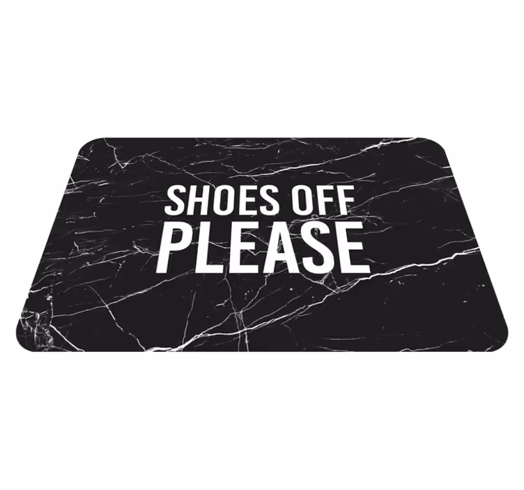 Alfombra vinílica efecto mármol zapatos fuera de la entrada - TenVinilo