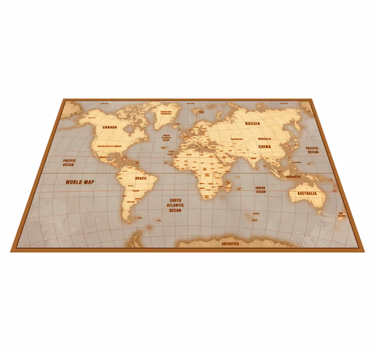 Alfombra de vinilo mapamundi diseño beige vintage - TenVinilo