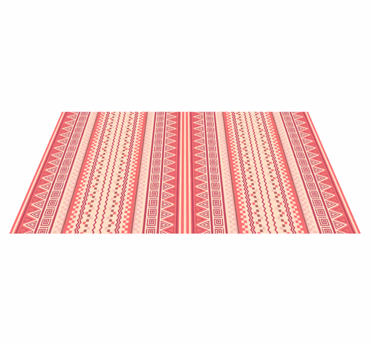 Alfombra vinílica étnica kilim de rayas rosas - TenVinilo