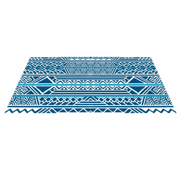 Alfombra vinílica étnica rayas azul verdoso - TenVinilo