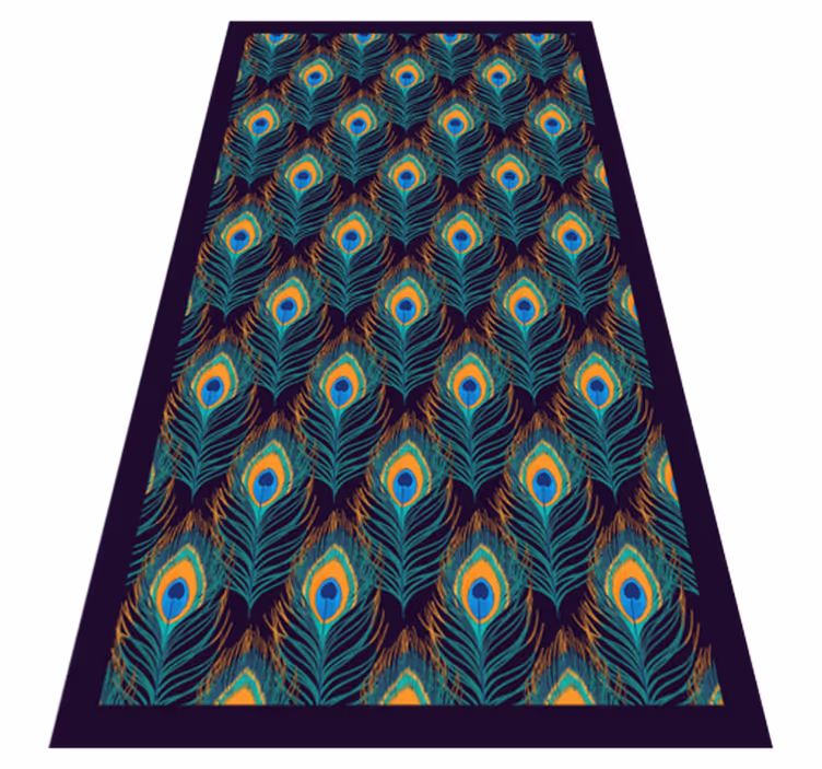 Alfombra vinílica dormitorio motivo de plumas de pavo real - TenVinilo