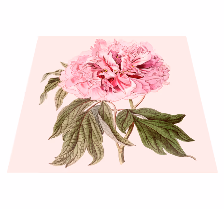 Alfombra vinílica flores flor de peonía rosa - TenVinilo