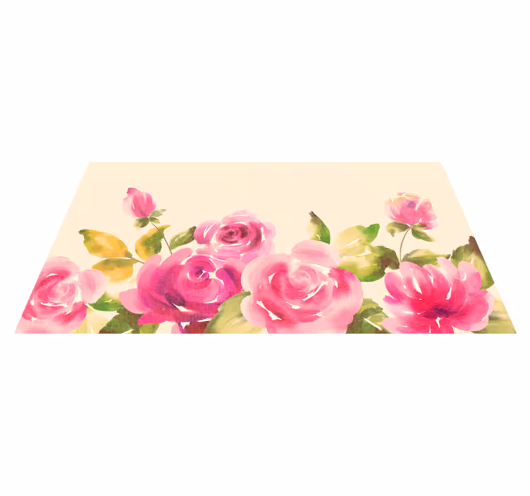 Alfombra vinílica flores diseño floral rosa - TenVinilo