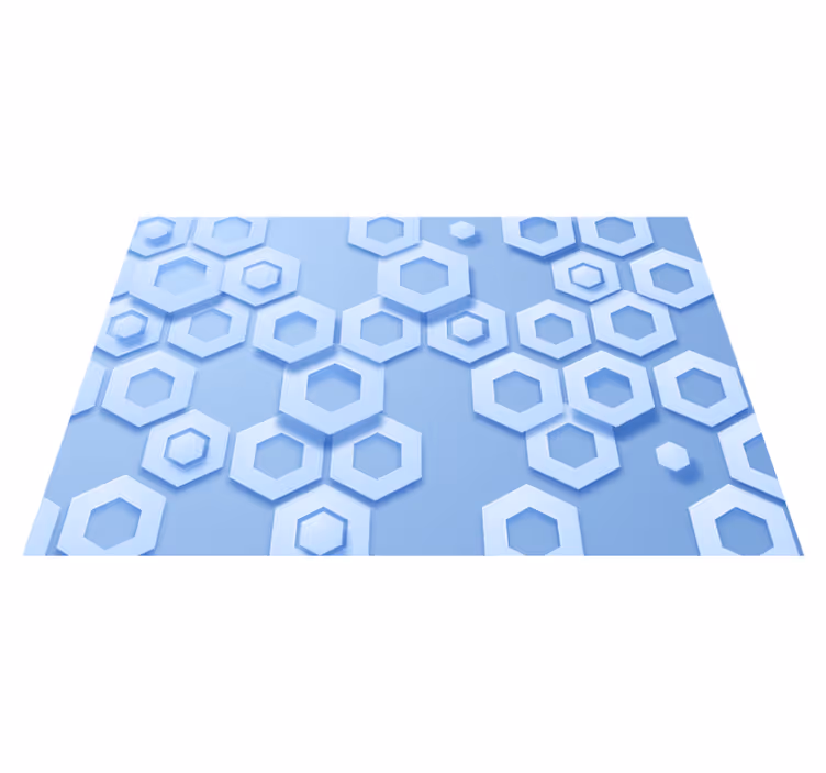 Alfombra de vinilo geométrica patrón hexagonal azul - TenVinilo