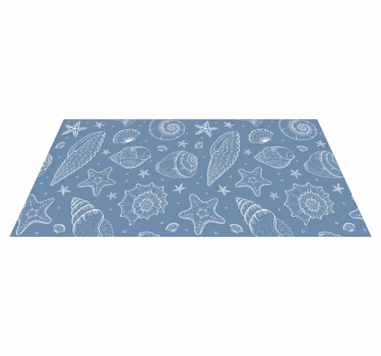 Alfombra vinílica baño patrón de conchas marinas - TenVinilo