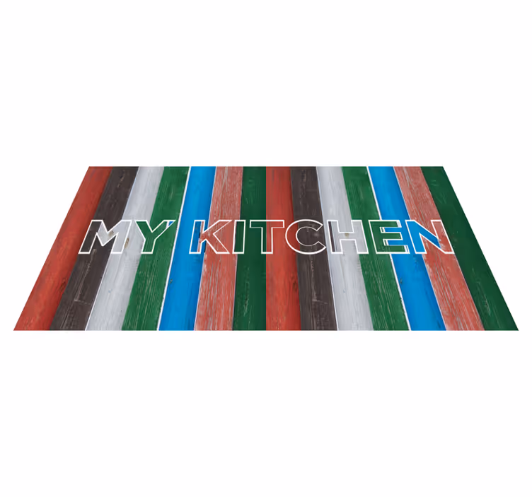 Alfombra vinílica cocina rayas coloridas - TenVinilo