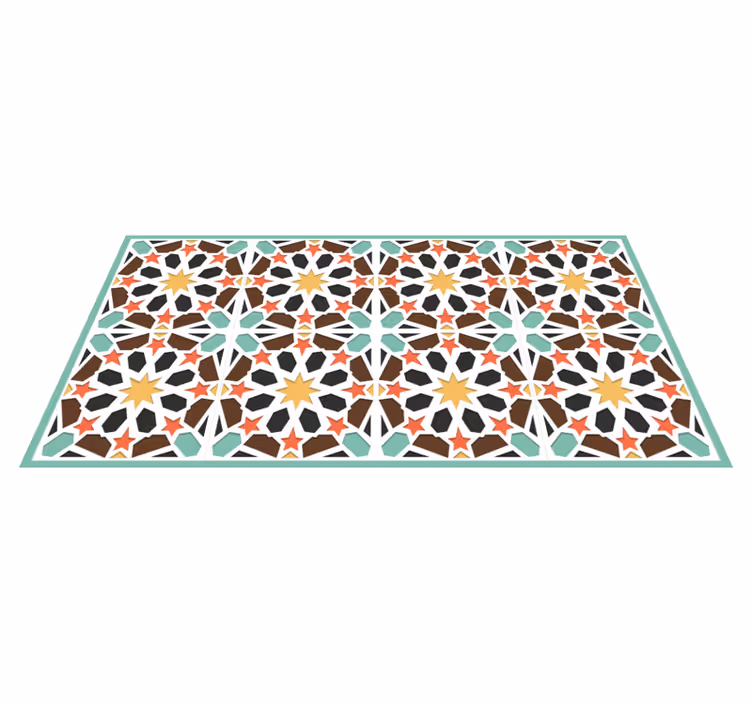 Alfombra vinílica hidráulica azulejos estrellados de colores - TenVinilo