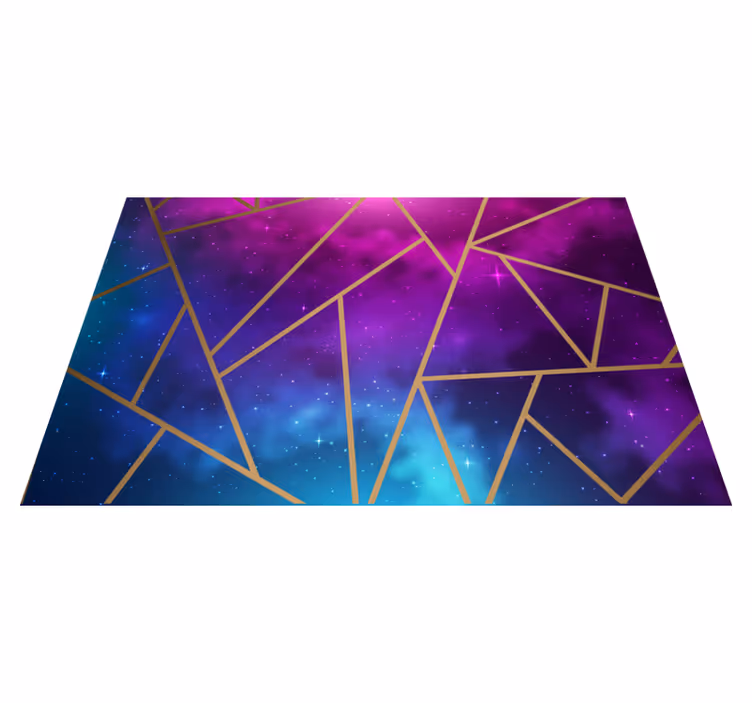 Alfombra de vinilo geométrica patrón cósmico azul y morado - TenVinilo