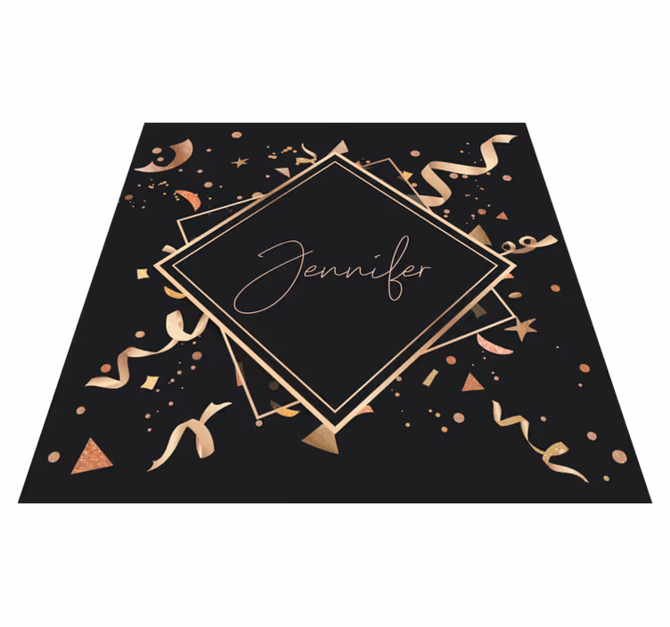 Alfombras vinílicas juvenils confeti dorado con nombre - TenVinilo