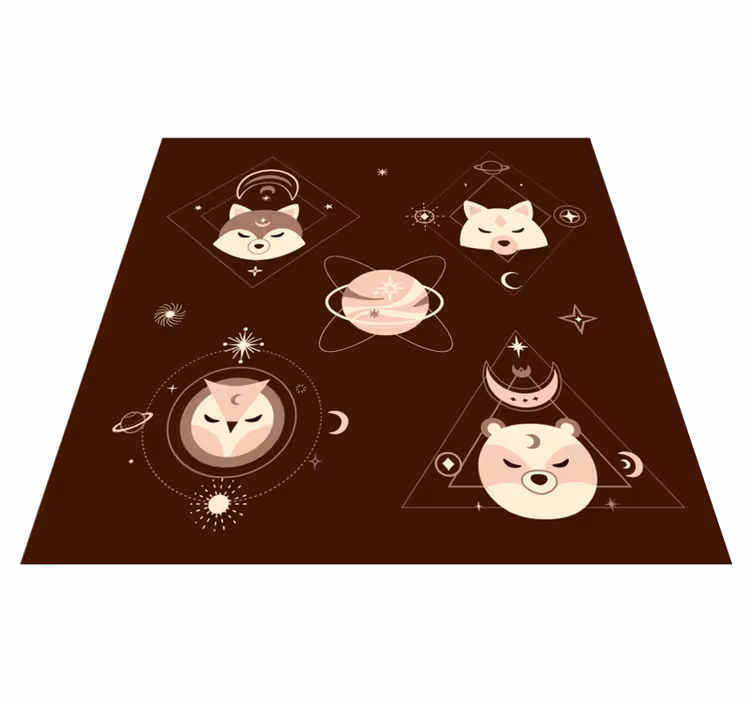 Alfombra de vinilo infantil aventura de animales espaciales - TenVinilo