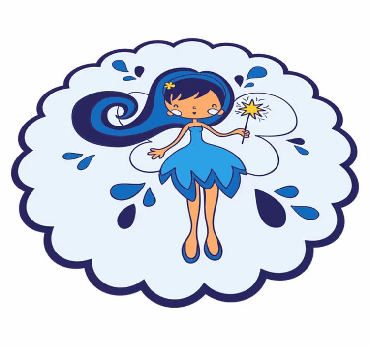 Alfombra de vinilo infantil Hada con varita vestido azul - TenVinilo