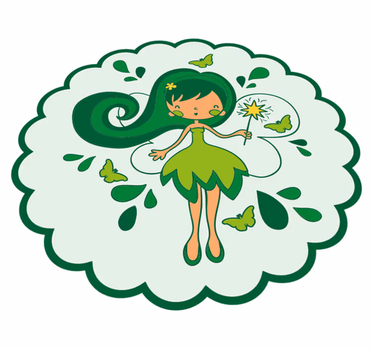 Alfombra de vinilo infantil personaje de hada verde - TenVinilo