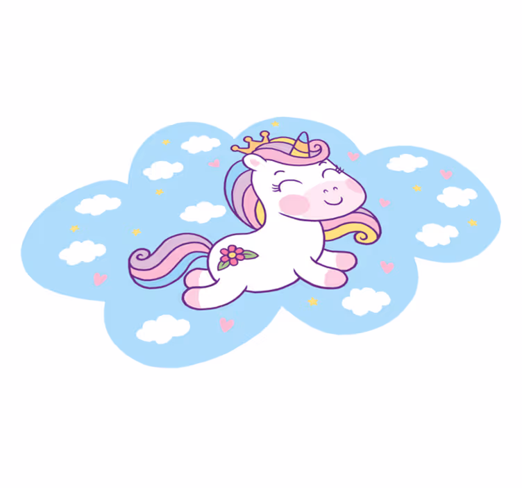 Alfombra de vinilo infantil juego de nubes de unicornio - TenVinilo