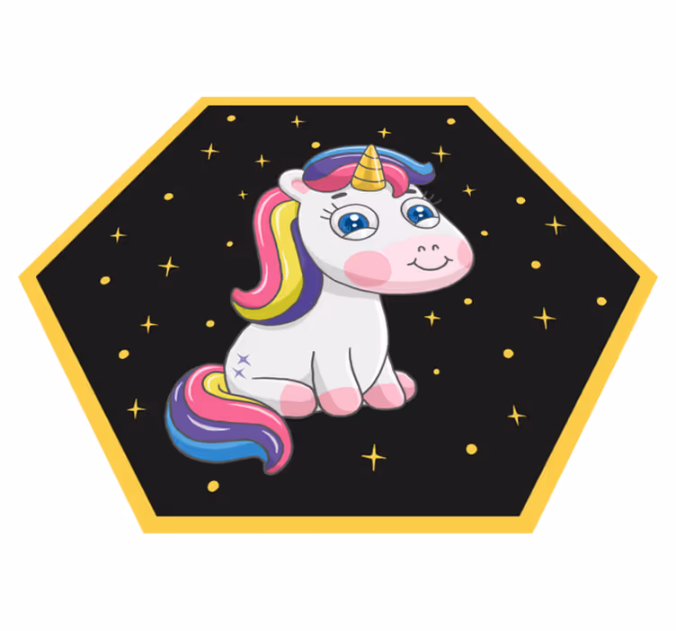 Alfombra vinilo Unicornio melena arcoiris - TenVinilo