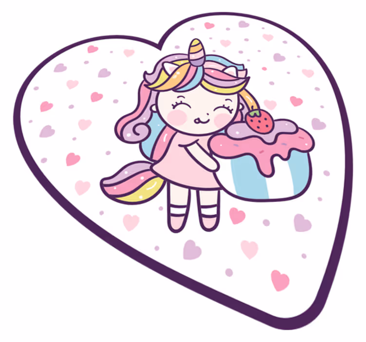 Alfombra de vinilo Niña unicornio cupcake - TenVinilo