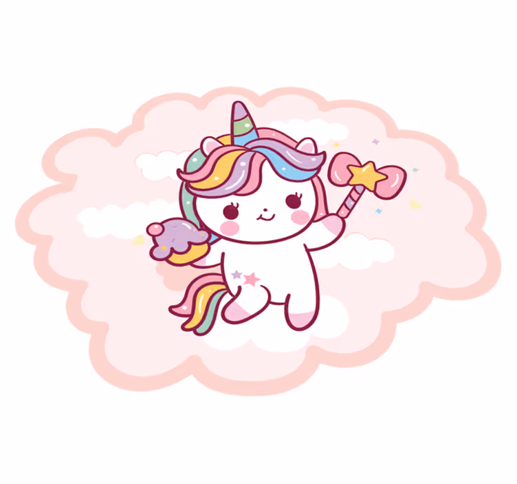Alfombra de vinilo infantil bebé unicornio con varita - TenVinilo