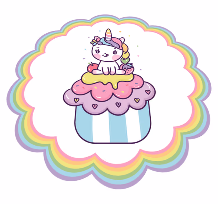 Alfombra de vinilo infantil unicornio en un cupcake - TenVinilo