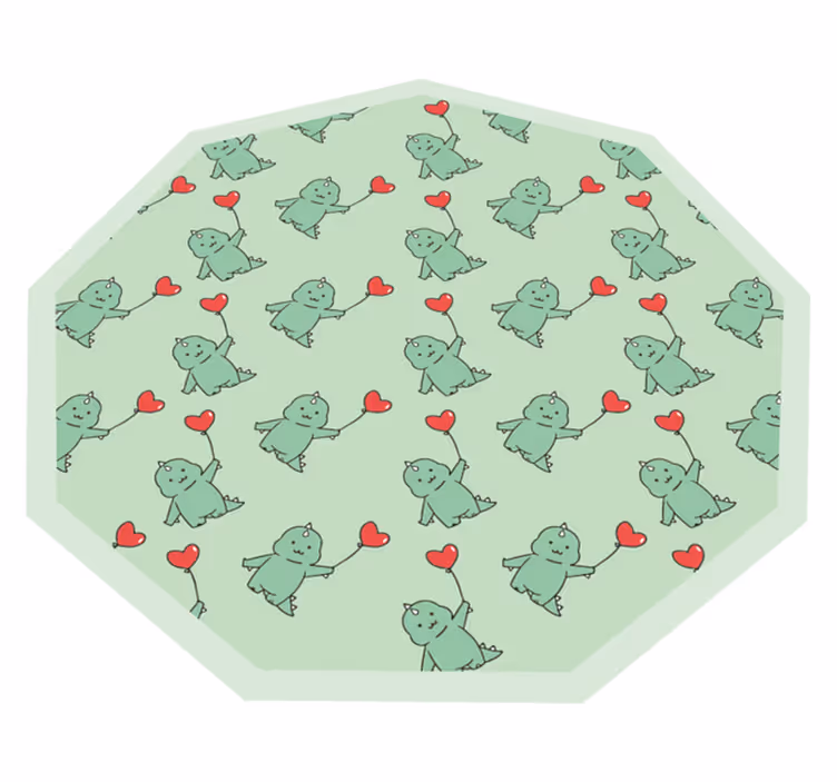 Alfombra de vinilo infantil dragones verdes con corazones - TenVinilo