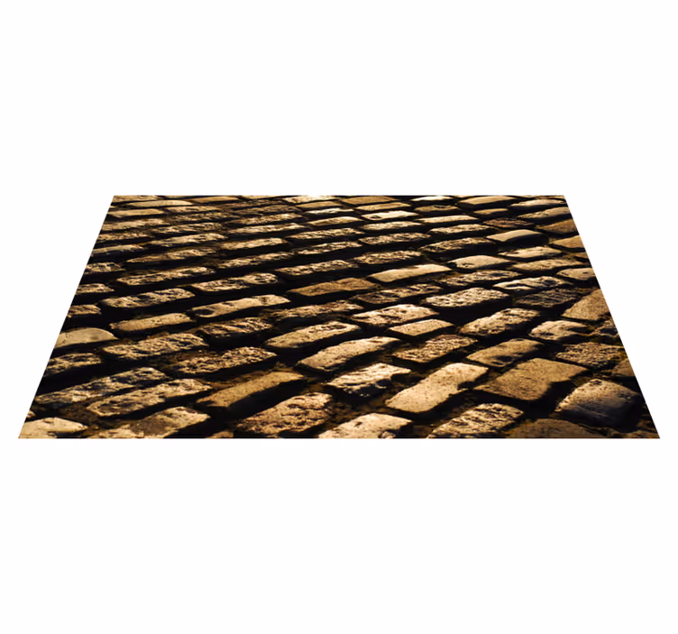 Alfombra vinílica textura piedra camino adoquinado - TenVinilo
