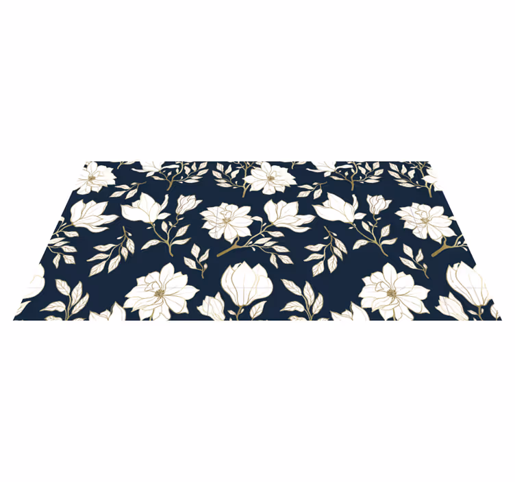 Alfombra vinílica salón elegantes flores de magnolia - TenVinilo