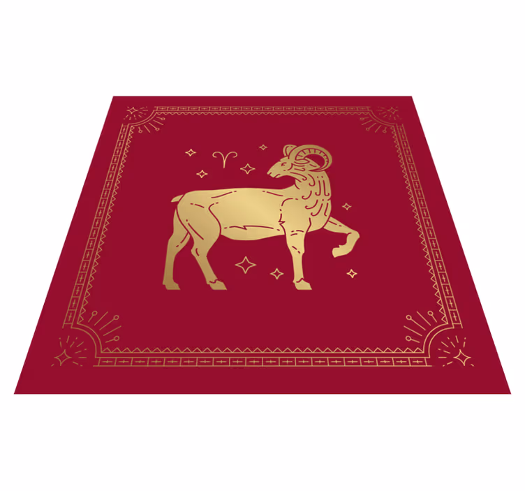 Alfombra vinílica animales símbolo dorado de aries - TenVinilo